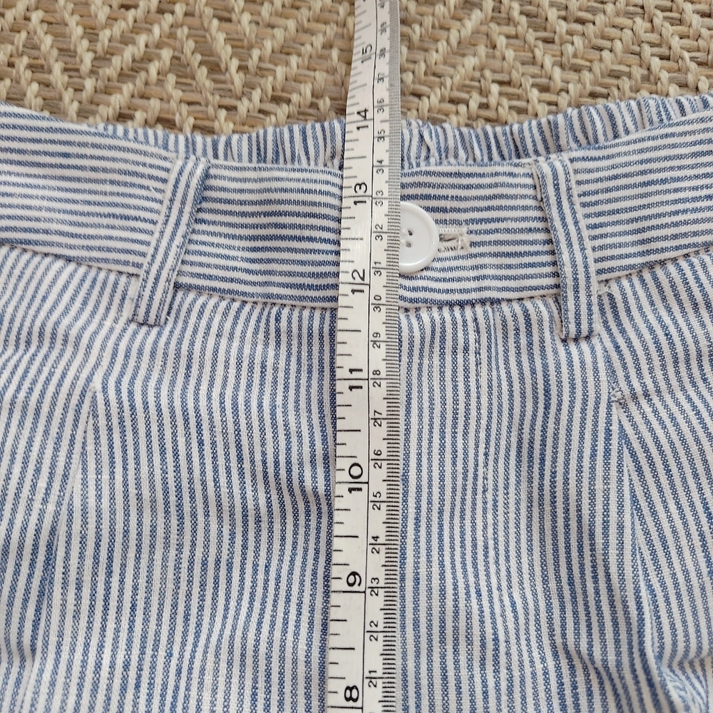Náti Pinstripe Blue And White Seersucker 100% Linen Shorts Size Small - Picture 10 of 14